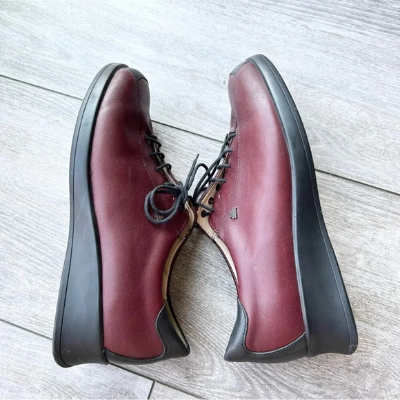 FINN COMFORT Dijon Burgundy/Red Leather Lace Up Loafers Made In Germany - Picture 10 of 16